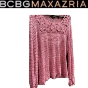 BCBGMaxAzria stitch floral bell sleeve sweater XL